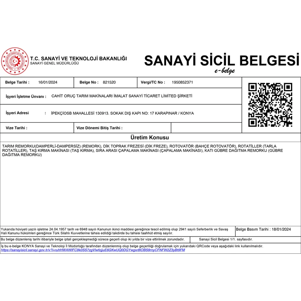 Sanayi Sicil Belgesi